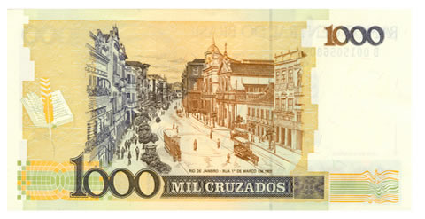 Símbolo das medidas econômicas do Governo Sarney, o Cruzado substituiu o Cruzeiro em 1986 como moeda corrente do Brasil